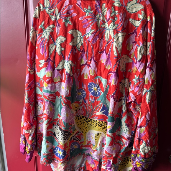 Anthropologie Red Floral  Pajama Top 3x - Picture 4 of 6